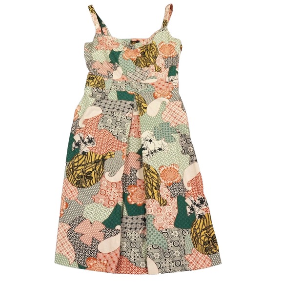 L.L. Bean Pants - LL Bean Fit Flare Sundress  Size 0 Patchwork Print Paisley Spaghetti Straps Boho